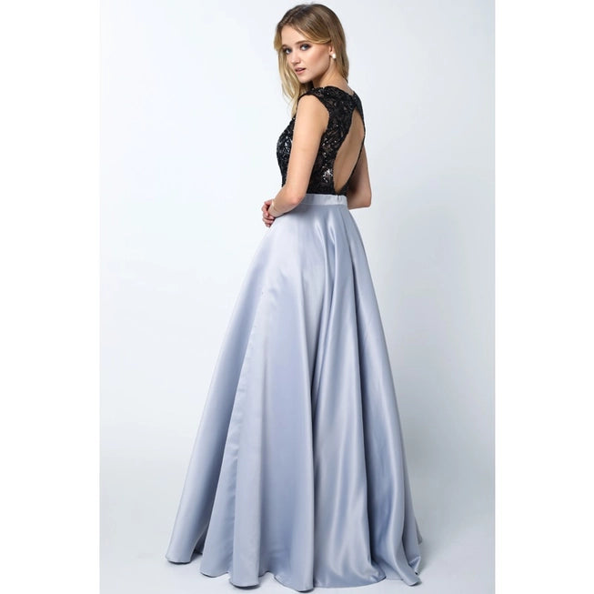 Sequin Bodice Sleeveless Ballgown Style Prom Dress