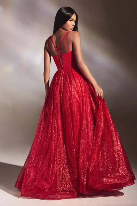 Layered Glitter Ball Gown By Ladivine