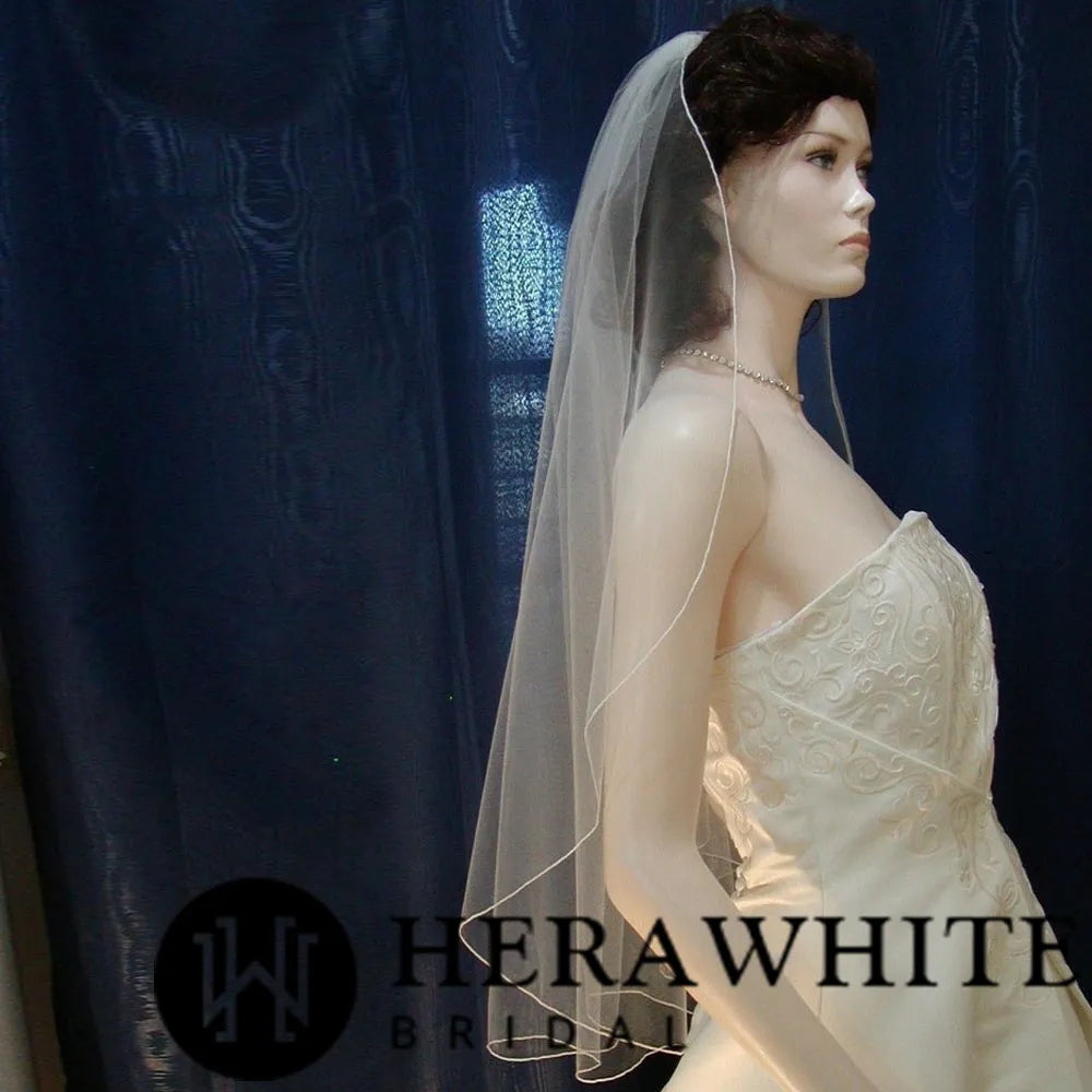 Herawhite Delicate Pipping Edge Wedding Veil