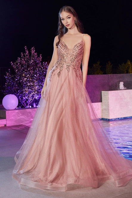 Layered Tulle A-Line Gown By Ladivine