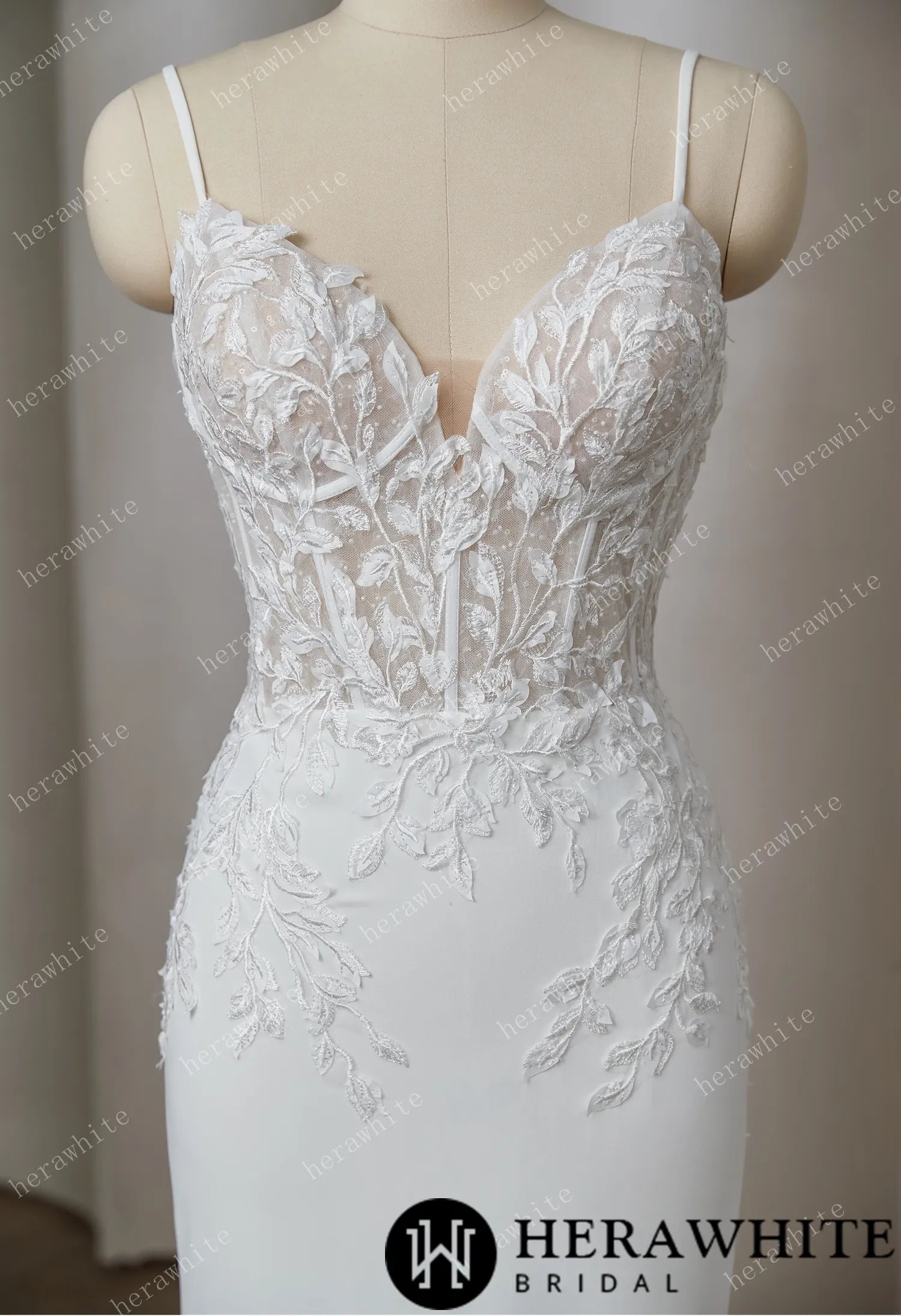 Mystical Mermaid Gown - Deep V-Neck and Elegance Lace