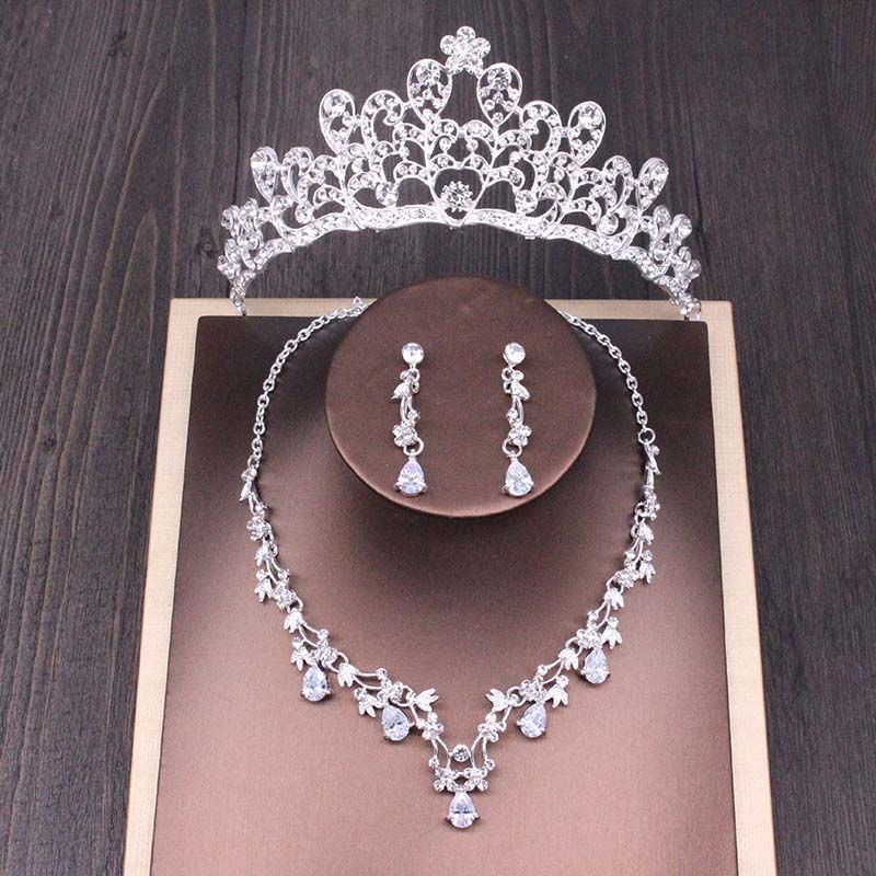 Wedding Tiara Necklace And Earring Sets