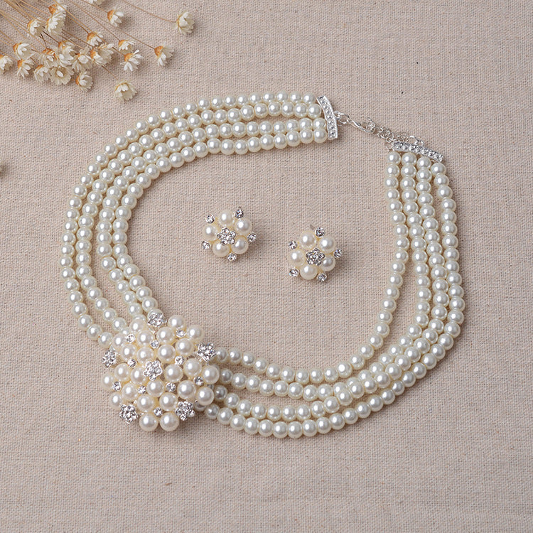 Luxury Pearl Flower Necklace and Earring set