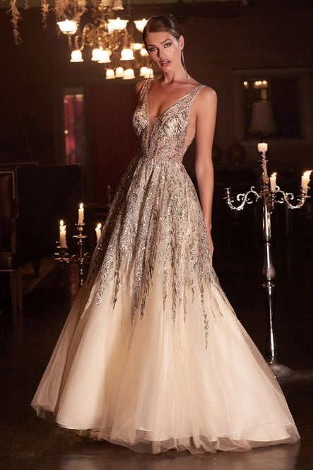 Ombre Shimmer Ball Gown By Ladivine