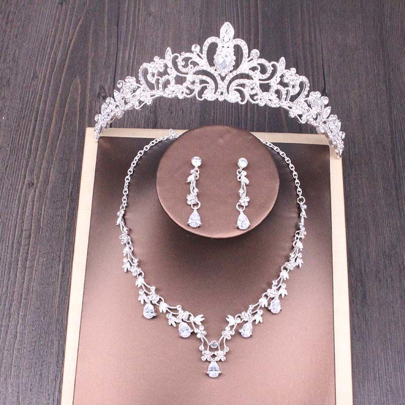 Wedding Tiara Necklace And Earring Sets