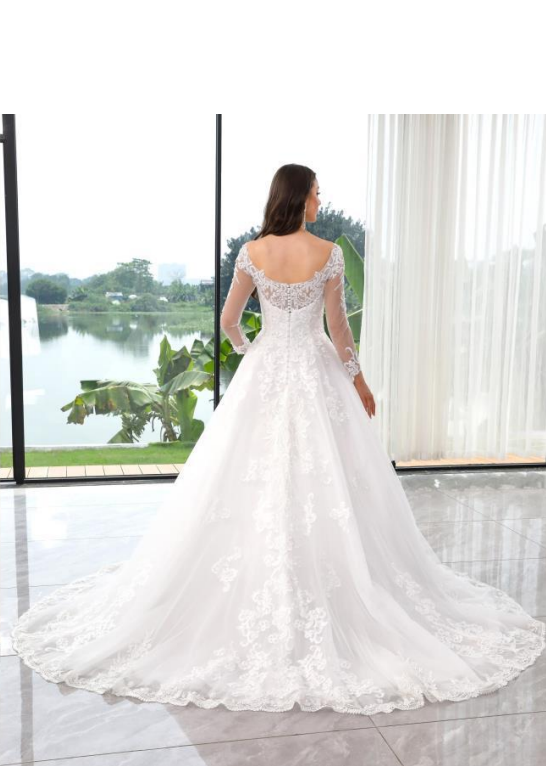 Anna Bridal Ball Gown – Elegant Lace Beaded A-Line Wedding Dress