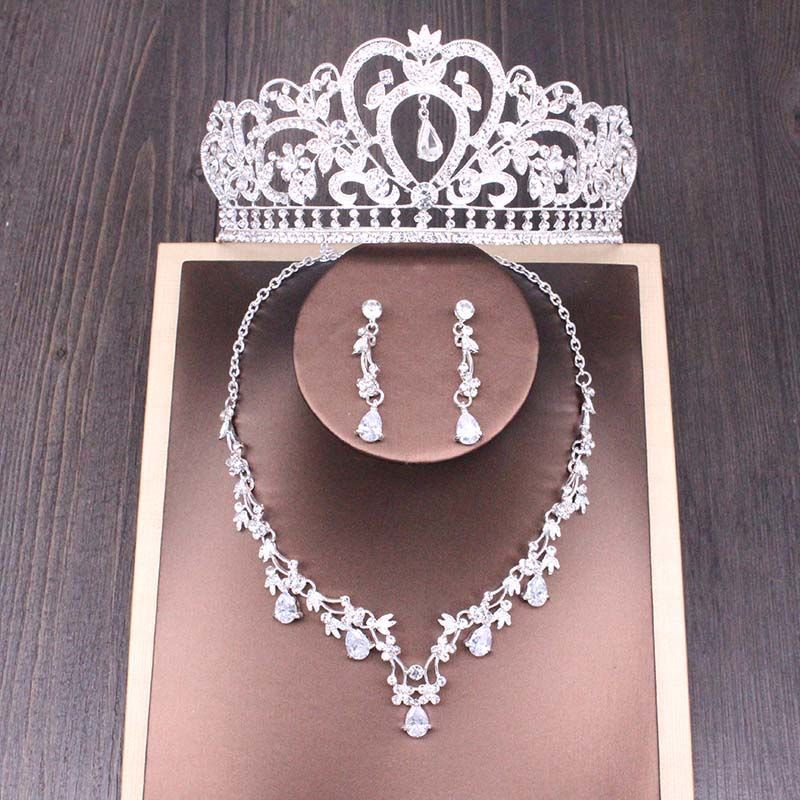 Wedding Tiara Necklace And Earring Sets