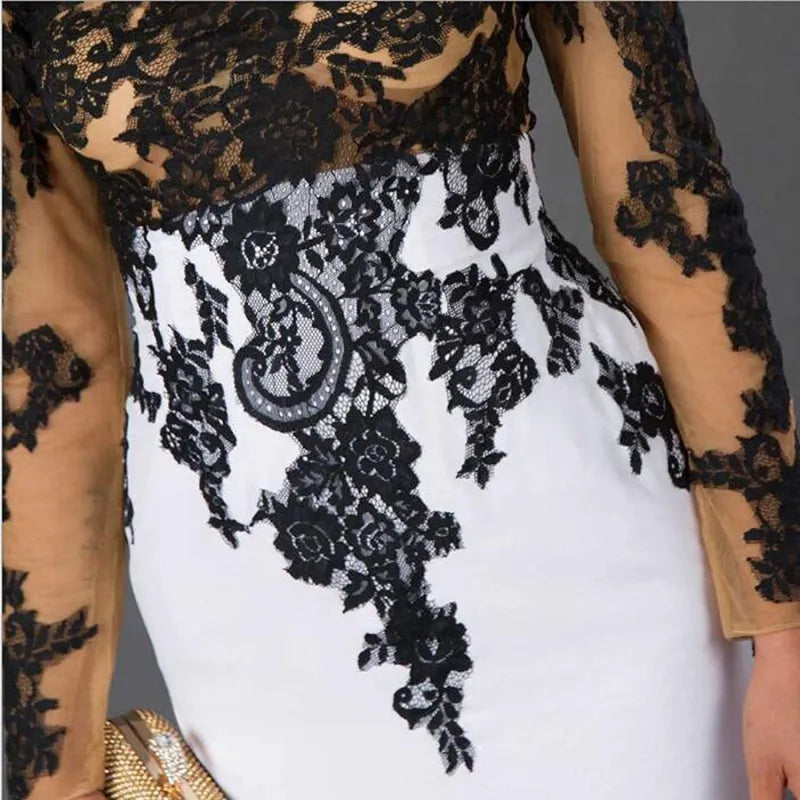 Embroidered Lace Fishtail Formal Gown