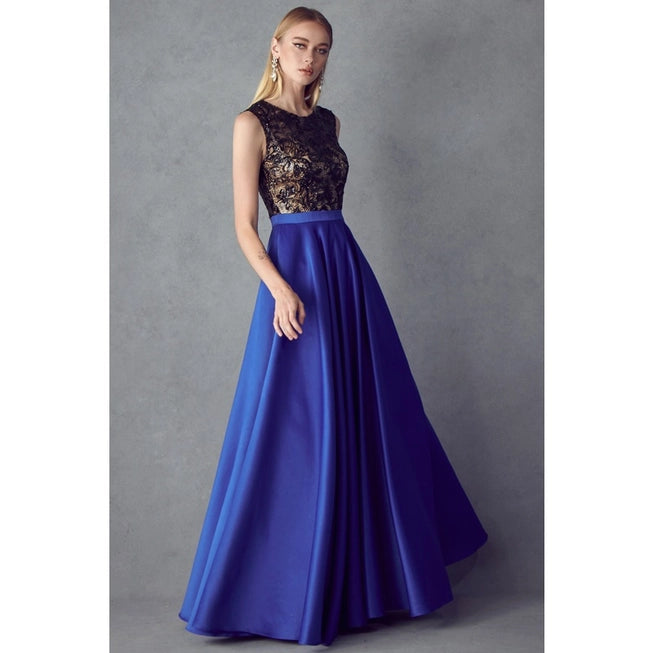 Sequin Bodice Sleeveless Ballgown Style Prom Dress