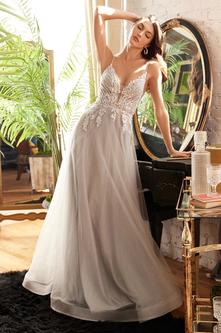 Layered Tulle A-Line Gown By Ladivine