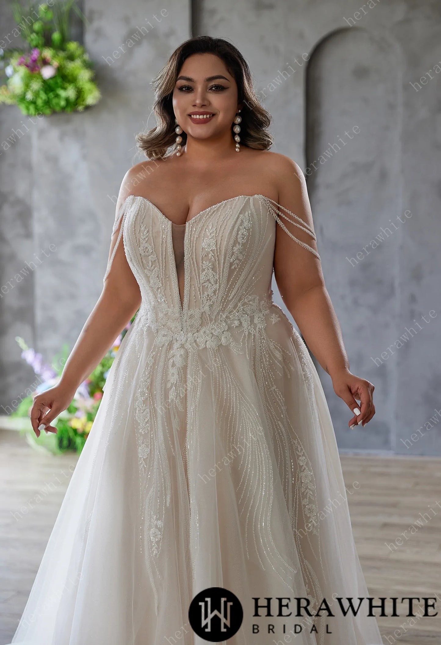 Close-up of Bride wearing The Dream Wedding Gown – Strapless Sweetheart A-Line Bridal Dress