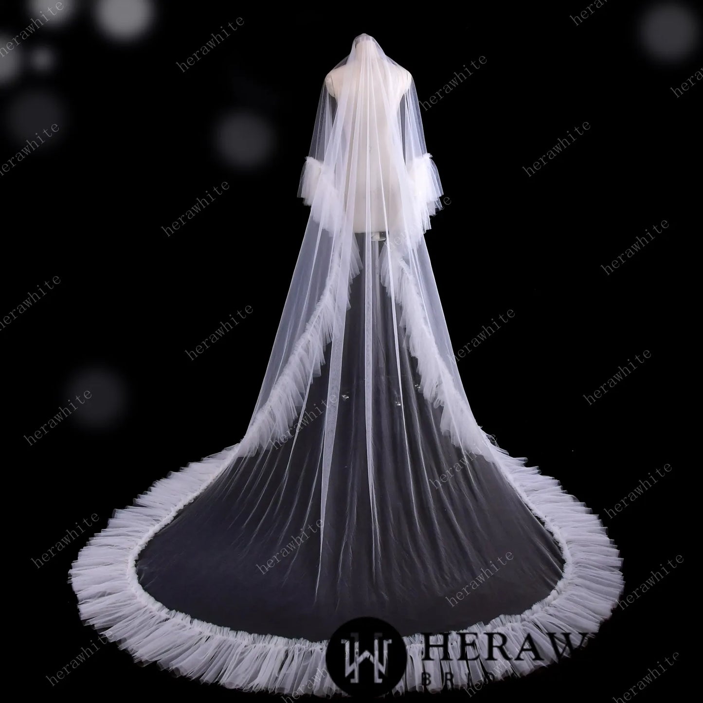 Two-tier Cathedral Length Ruffled Bridal Veil