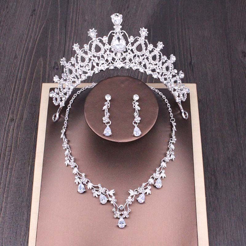 Wedding Tiara Necklace And Earring Sets