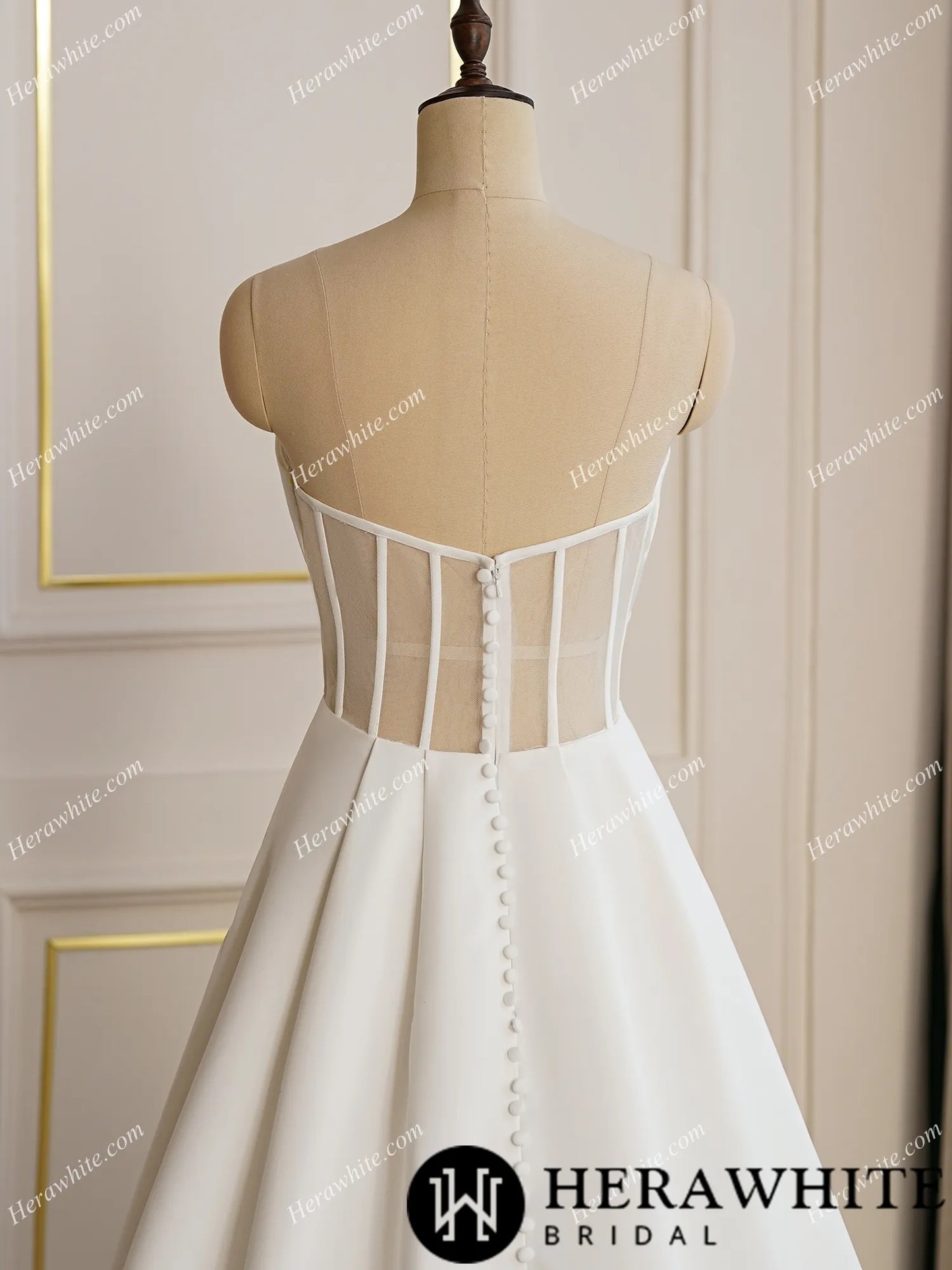 Modern Satin A-line Wedding Dress with Split.