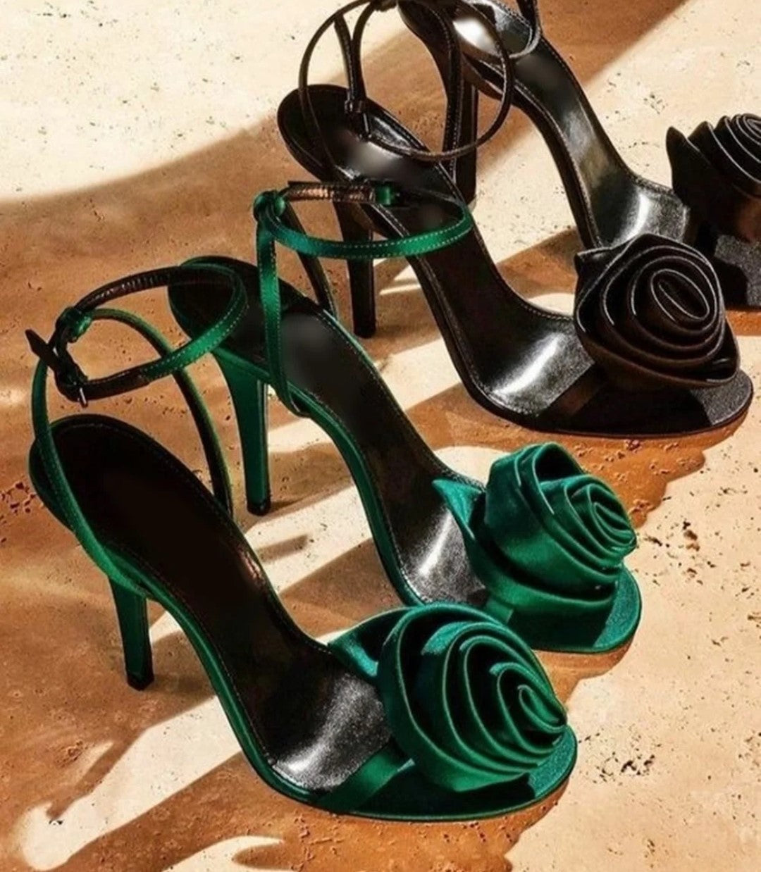 Sexy Satin Rose Stilettos