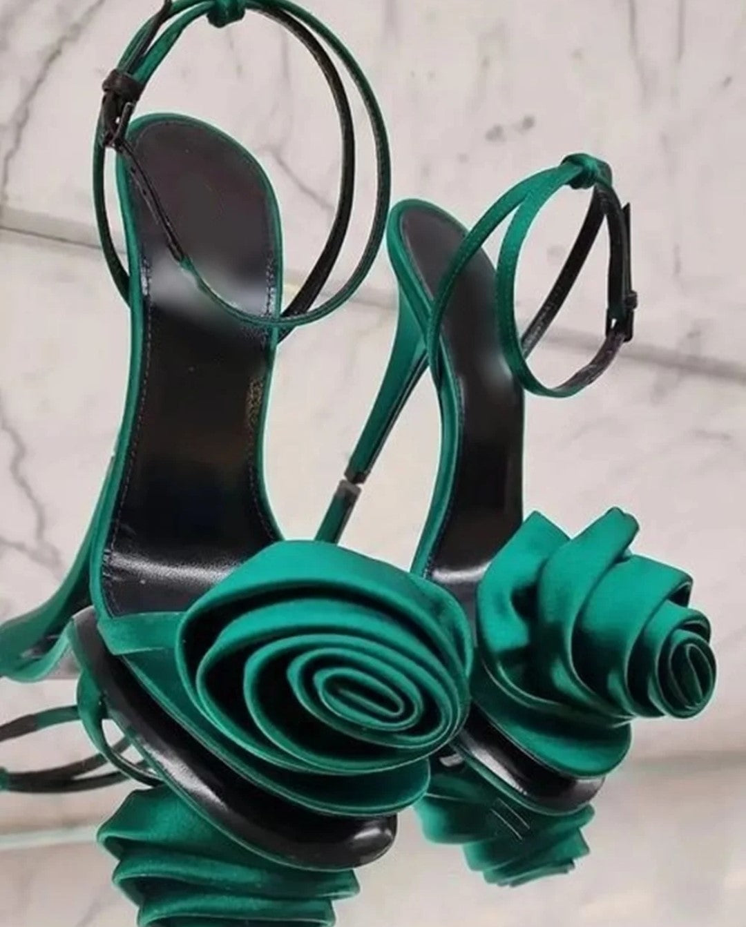 Sexy Satin Rose Stilettos