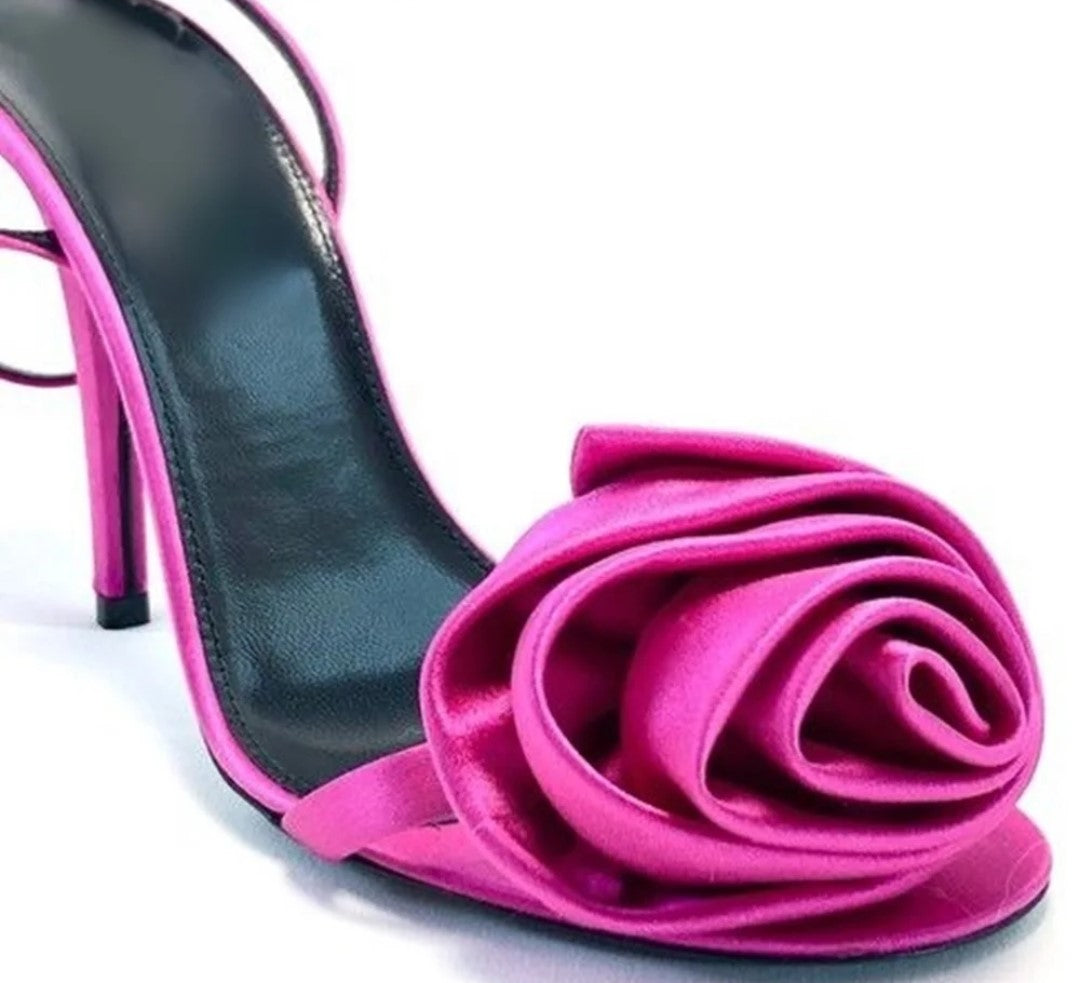 Sexy Satin Rose Stilettos