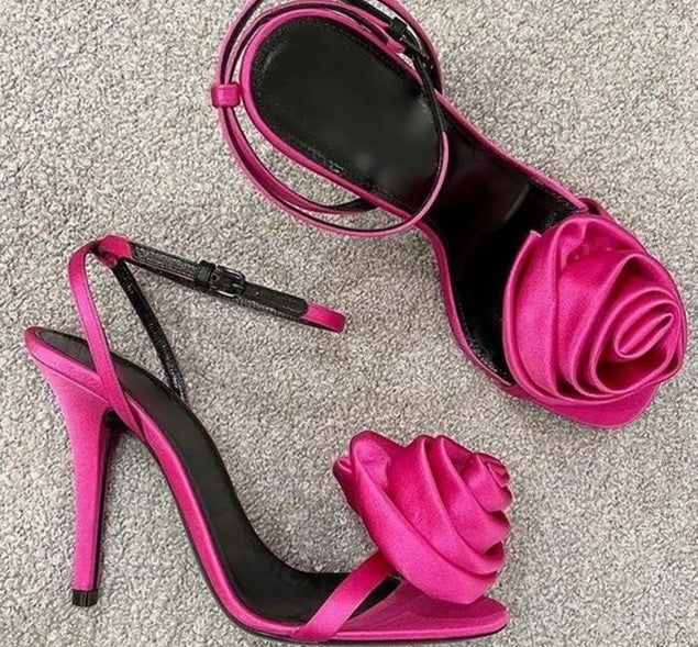 Sexy Satin Rose Stilettos