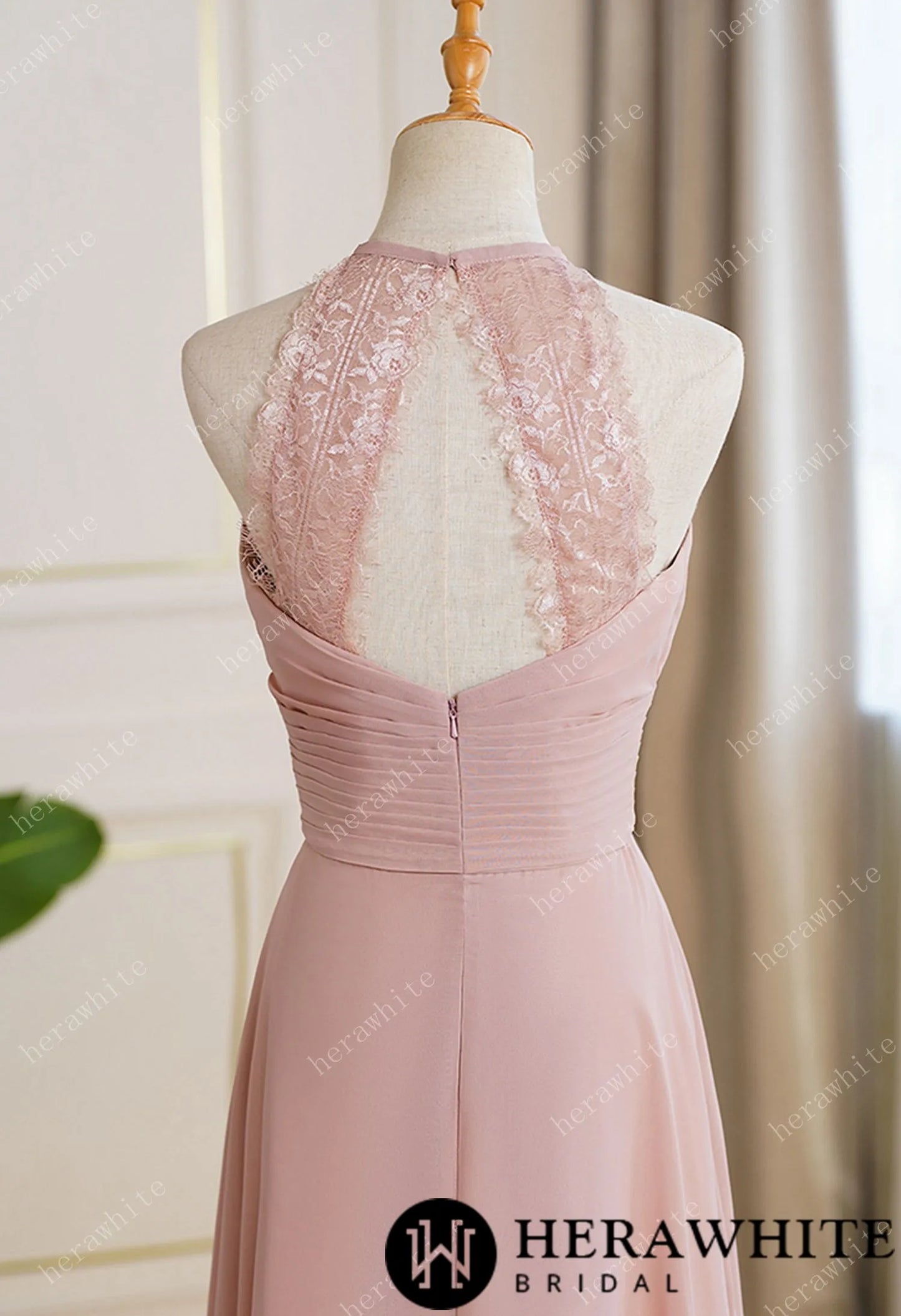 Long Eyelet A Line Ruched Chiffon Bridesmaid Dresses (Plus Size)