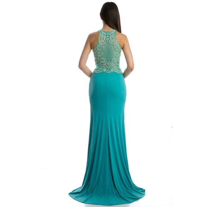Jewel Embellished High Top Evening Prom Gown
