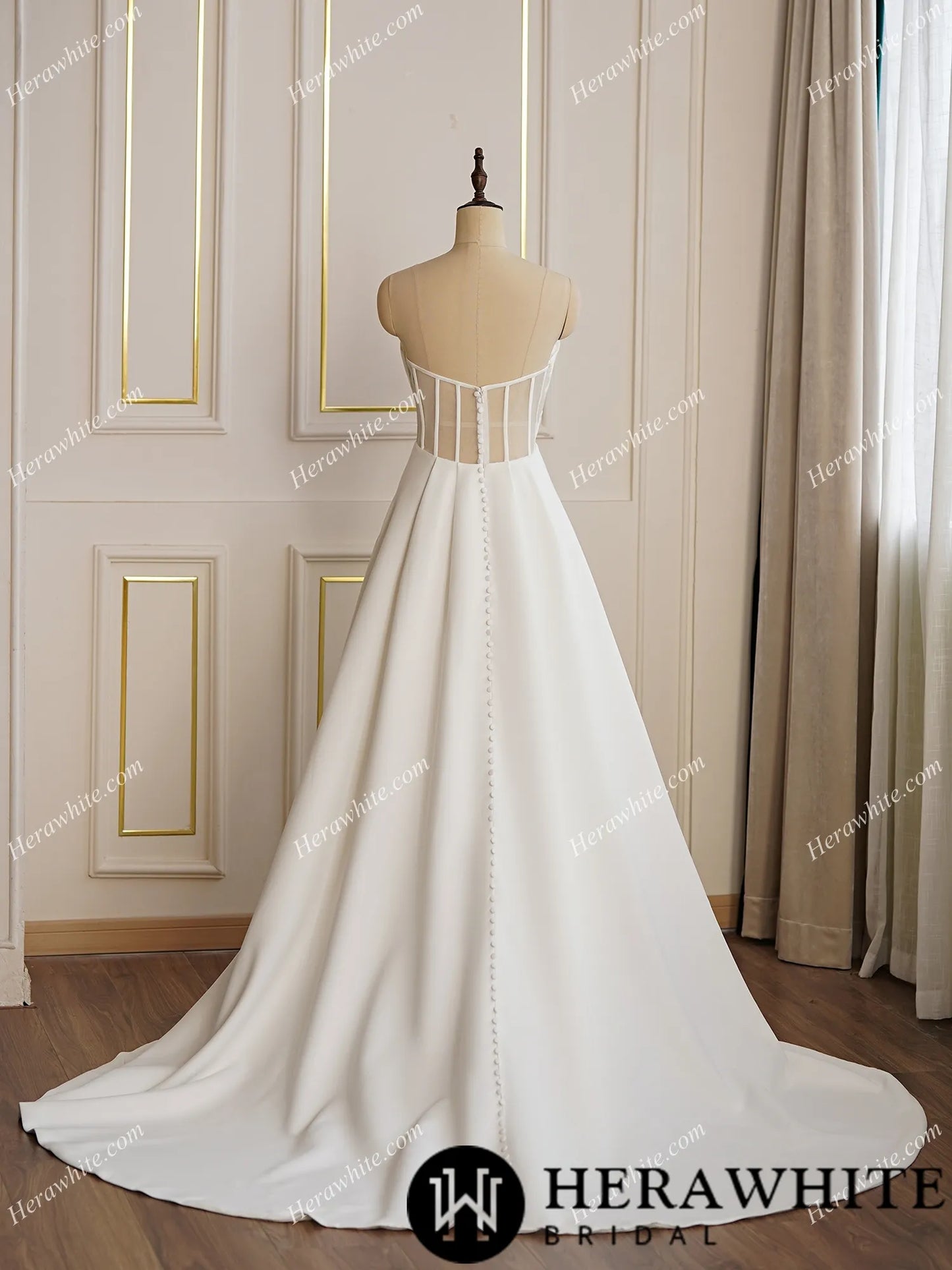Modern Satin A-line Wedding Dress with Split.