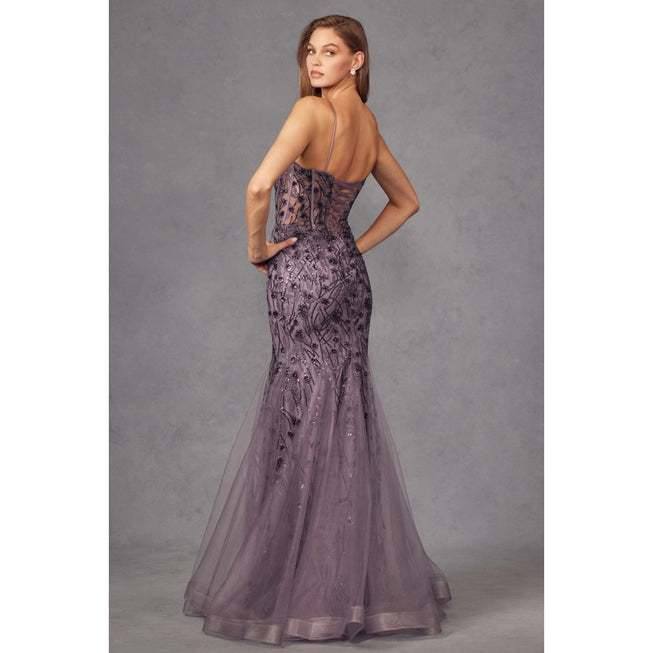 Lace Applique With See-Through Bodice Mermaid Prom Dress