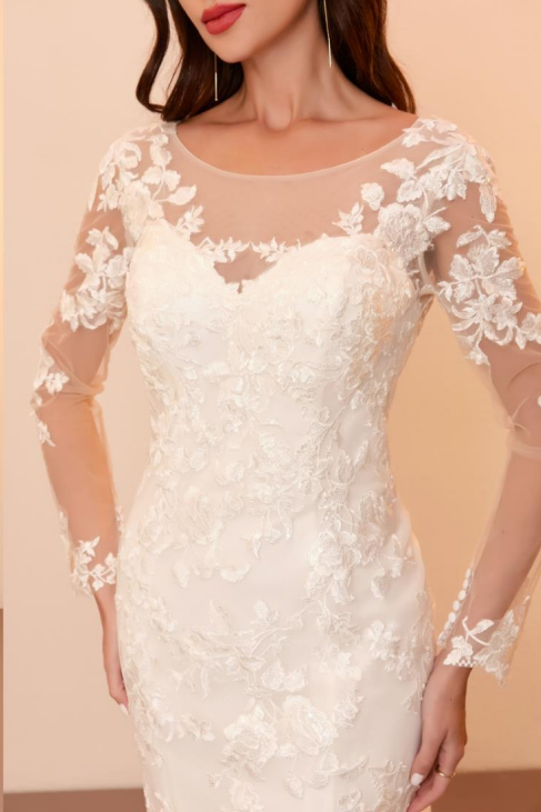 The Betty Bridal Gown – Lace Mermaid Wedding Dress with Chapel Train at Unforgettable Bridal