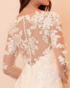 Back view of the Betty Bridal Gown – Lace Mermaid Wedding Dress with Chapel Train at Unforgettable Bridal