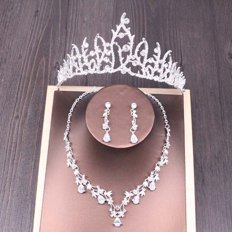 Wedding Tiara Necklace And Earring Sets