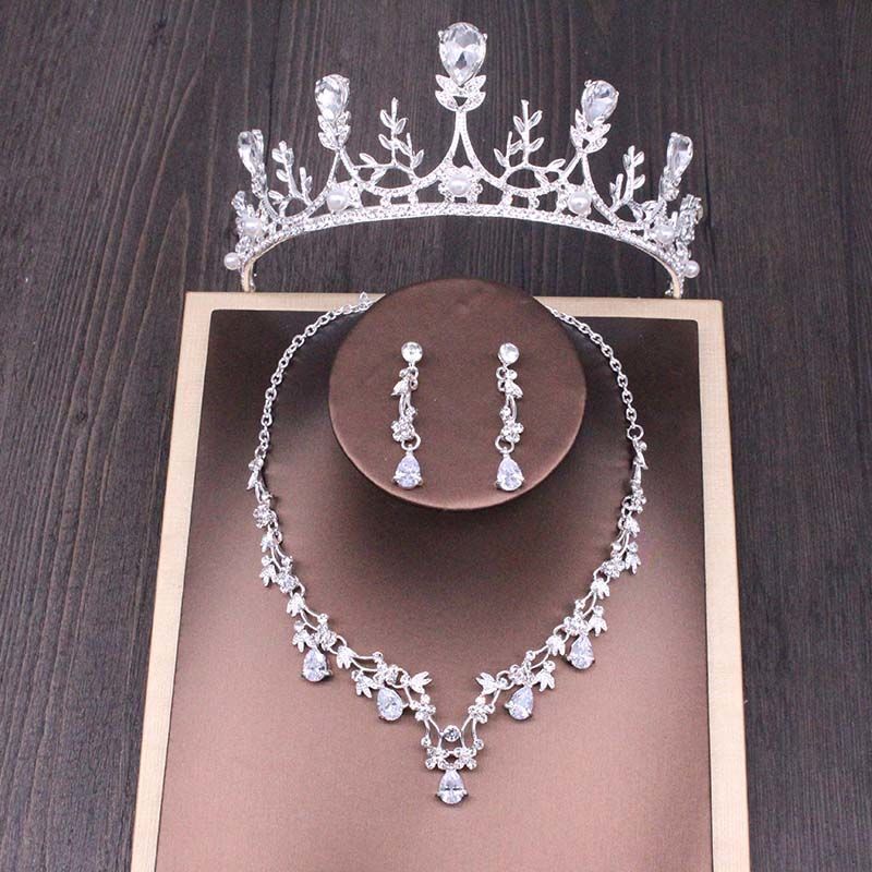 Wedding Tiara Necklace And Earring Sets