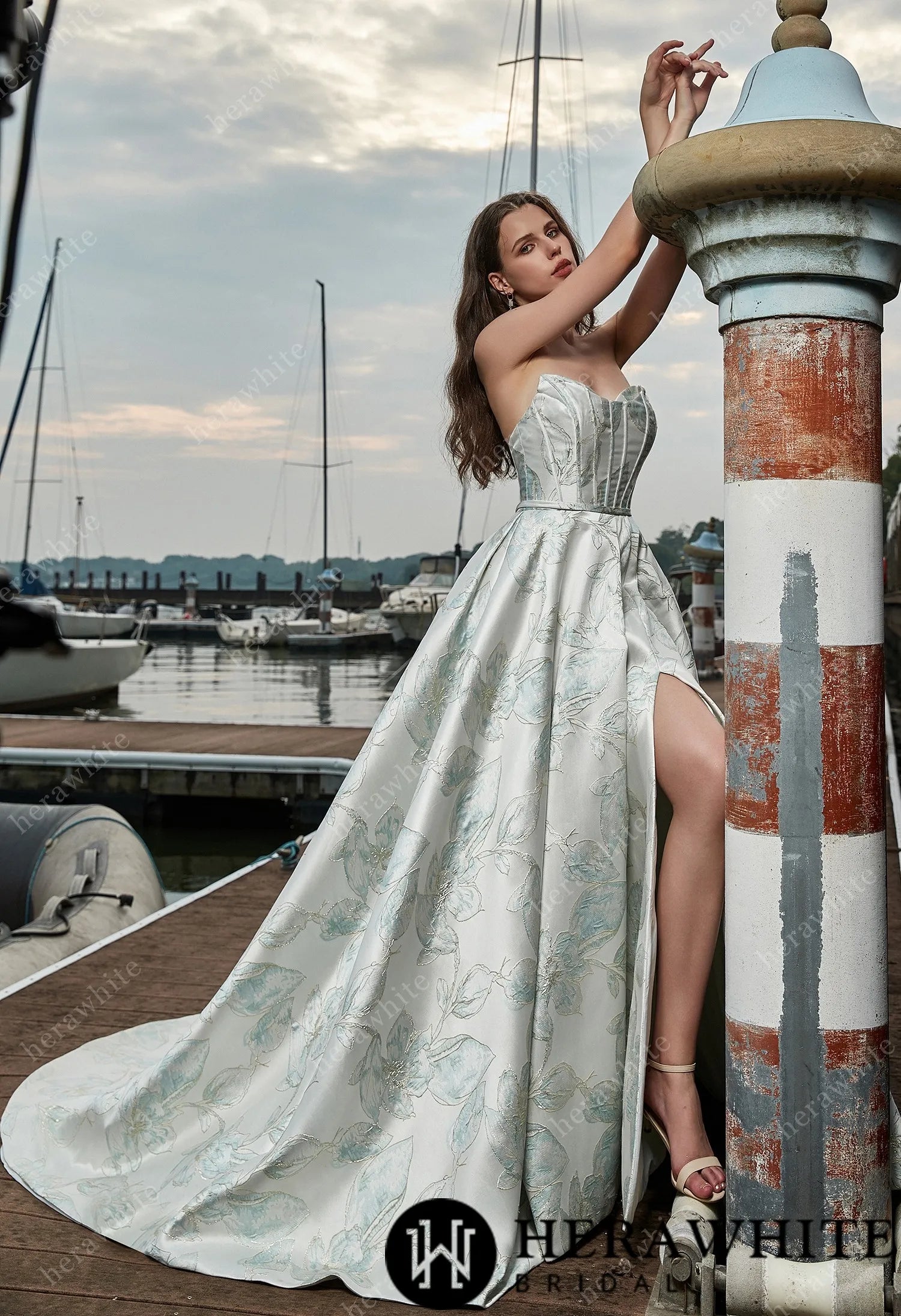 Grace satin A-line wedding dress with sweetheart neckline