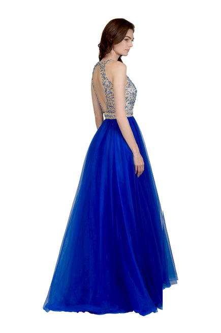 An Exquisite Sleeveless and Rhinestone Prom Dress