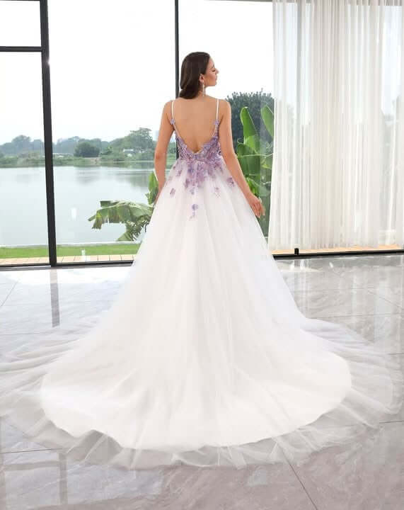 Lilac and Purple 3D Flower Lace Gown