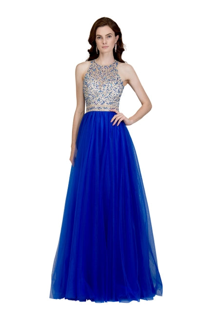 An Exquisite Sleeveless and Rhinestone Prom Dress