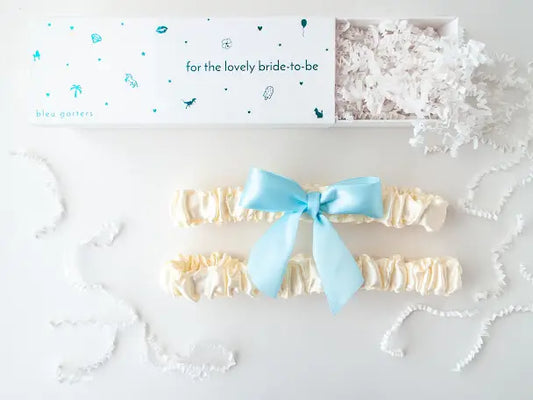 Brides Blue Satin Garter with Toss Garter