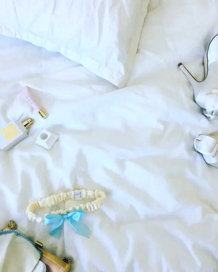 Brides Blue Satin Garter with Toss Garter