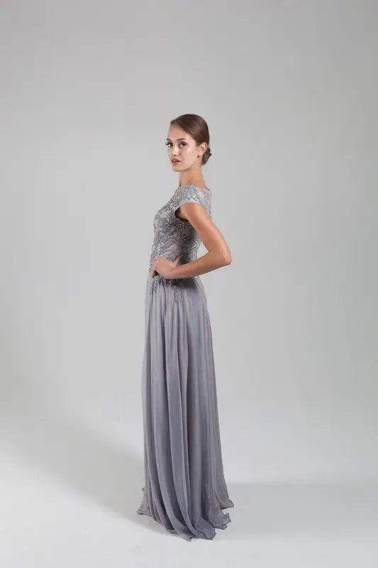 Eilidh Chiffon Lace Wedding or Party Gown