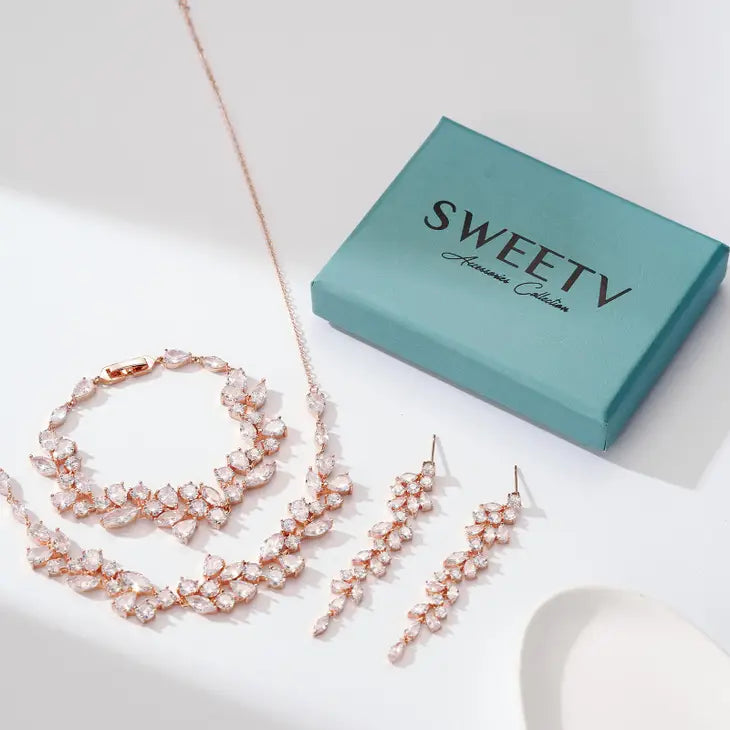 Sweet V 3-Pcs CZ Jewelry Wedding Set