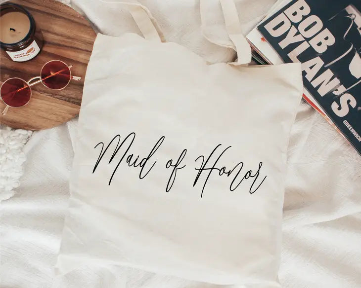 Natural Canvas Maid of Honor and Bridesmaid tote bags