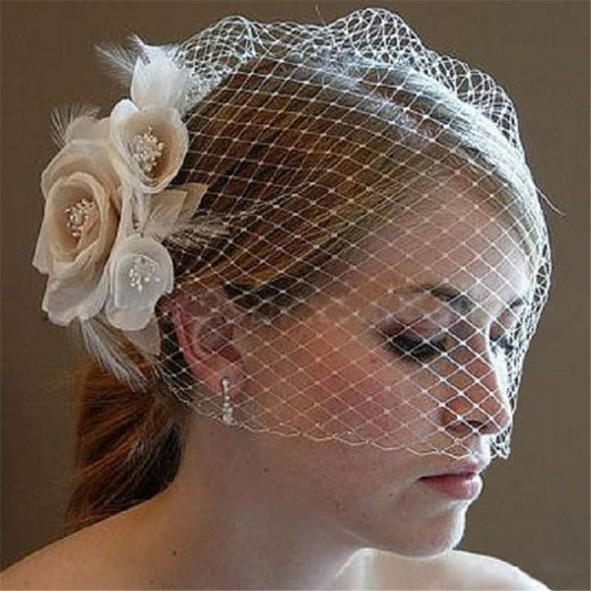 Bridal Birdcage Veil 1-tier Simple Flower