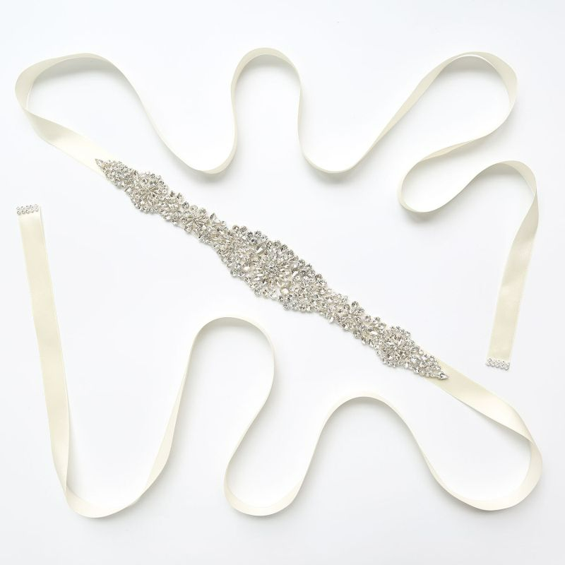 Romantic Rhinestone Ribbon Women's Dress Belt