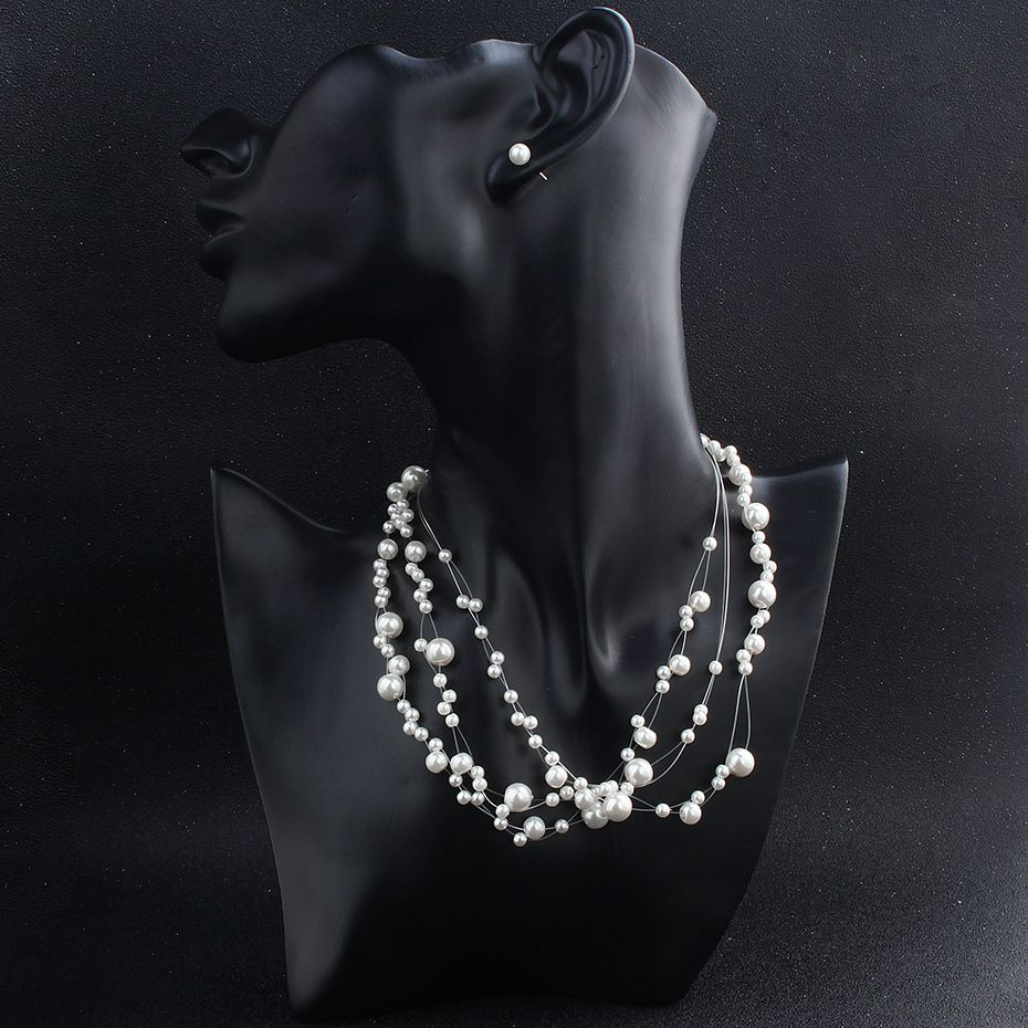 Unique Handmade Multilayer Pearl Design Bridal Set