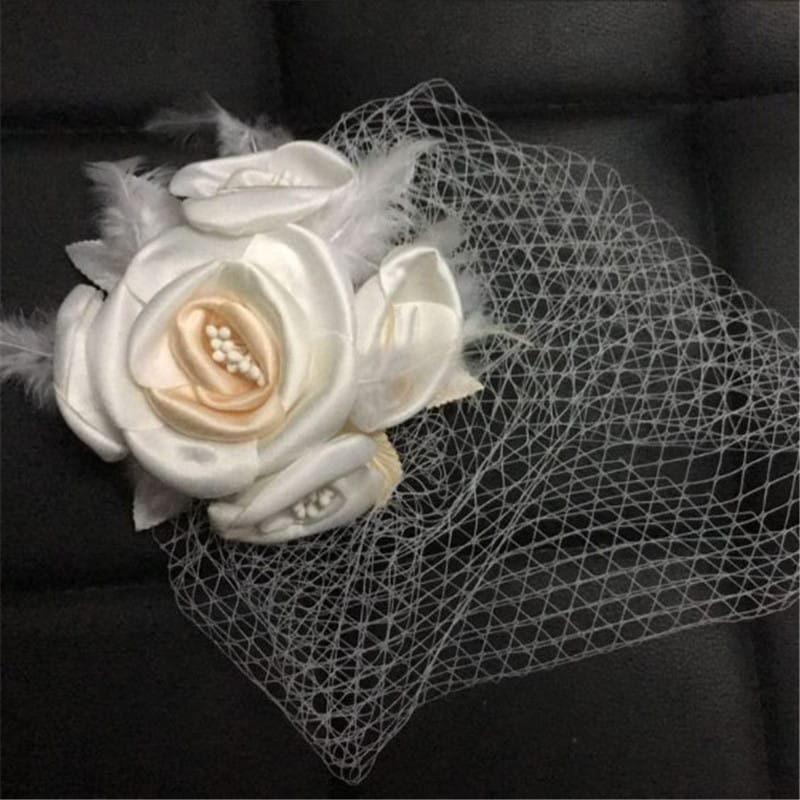 Bridal Birdcage Veil 1-tier Simple Flower
