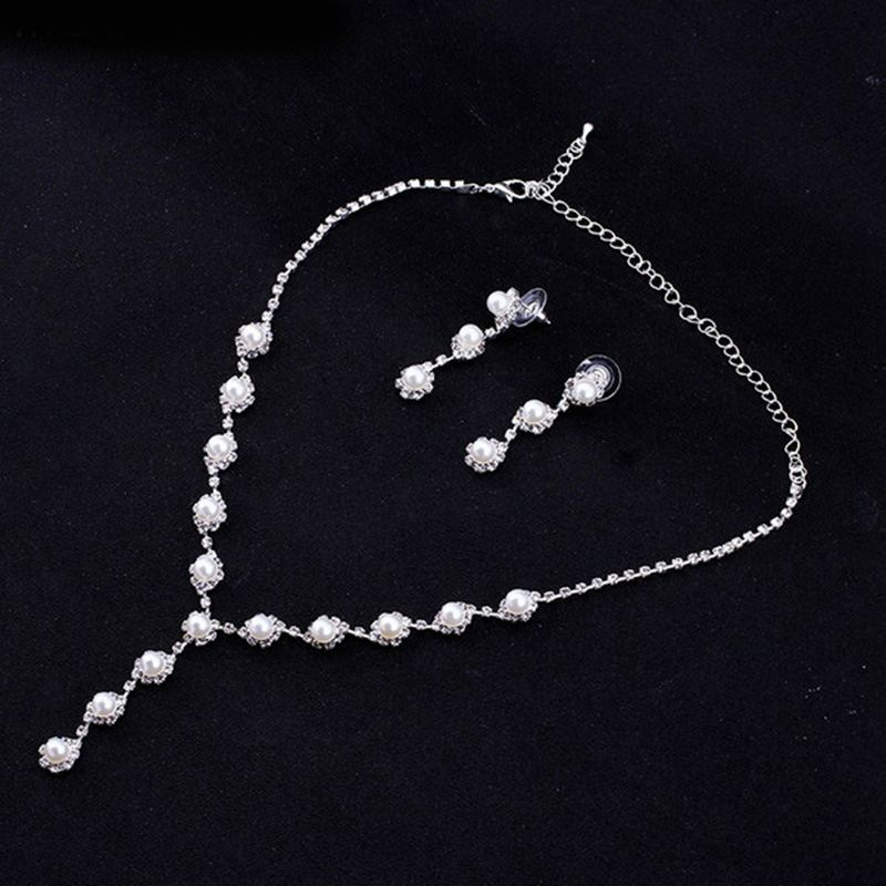 Classic Pearl and Rhinestone 3pcs Wedding Set