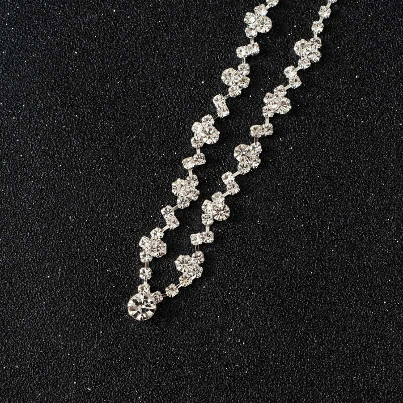 Fashion Shiny Rhinestone Silver Alloy Necklace and Earrings Set