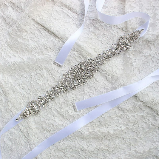 Romantic Rhinestone Ribbon Women's Dress Belt