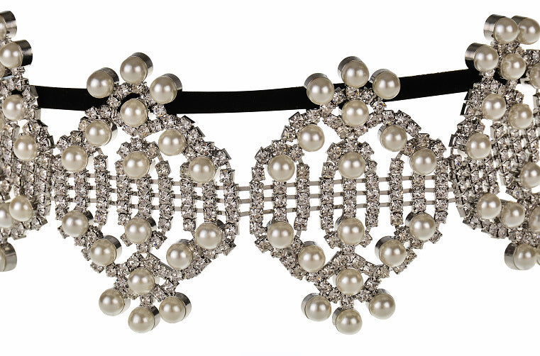Rhinestone and Pearl Antique Choker