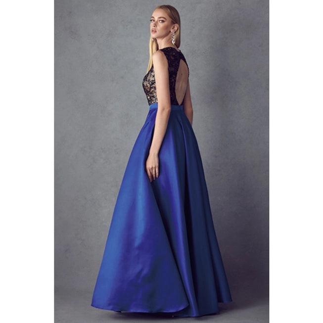 Sequin Bodice Sleeveless Ballgown Style Prom Dress