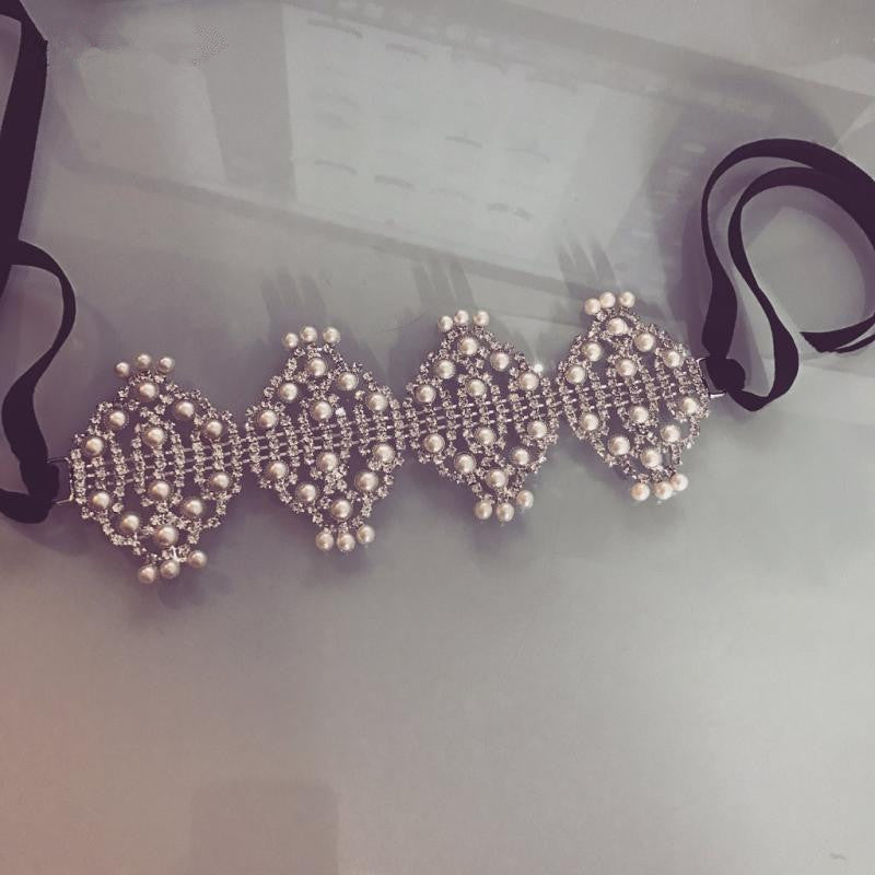 Rhinestone and Pearl Antique Choker