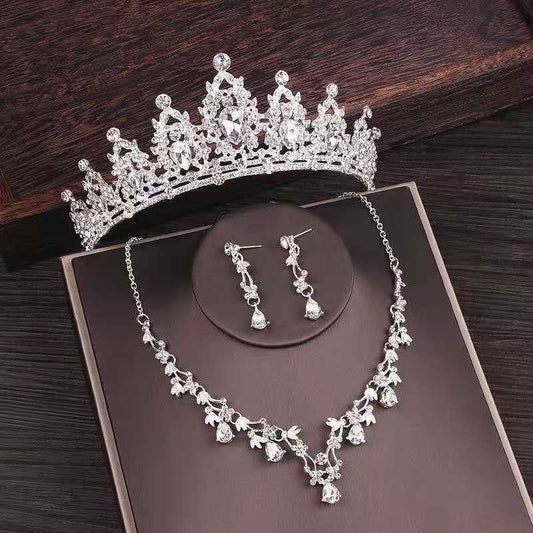 Bridal Rhinestone Crown and Necklace Wedding Set